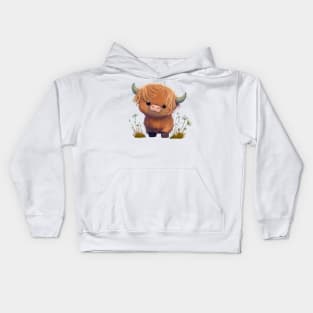 Highland Cow Cute Brown Fluffy Kids Hoodie